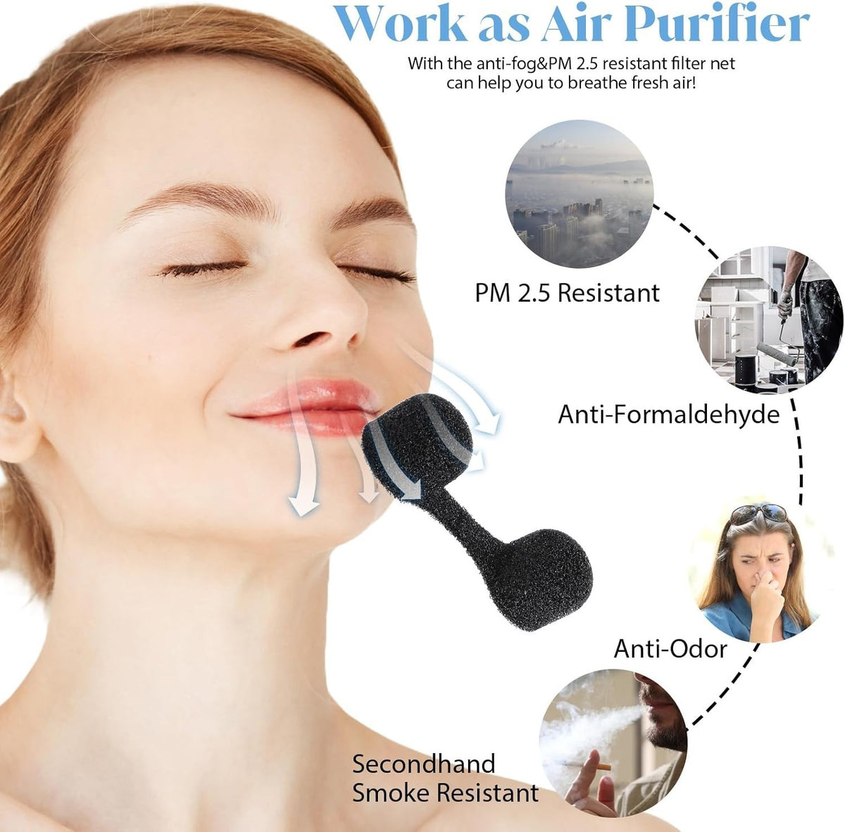 Disposable Nose Filters 100-Pack, Air Dust & Odor Protection, Soft Sponge Fit