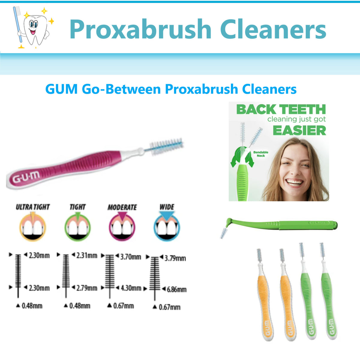 Interdental Brushes - Wide, Plaque Removal, Antibacterial Bristle Options