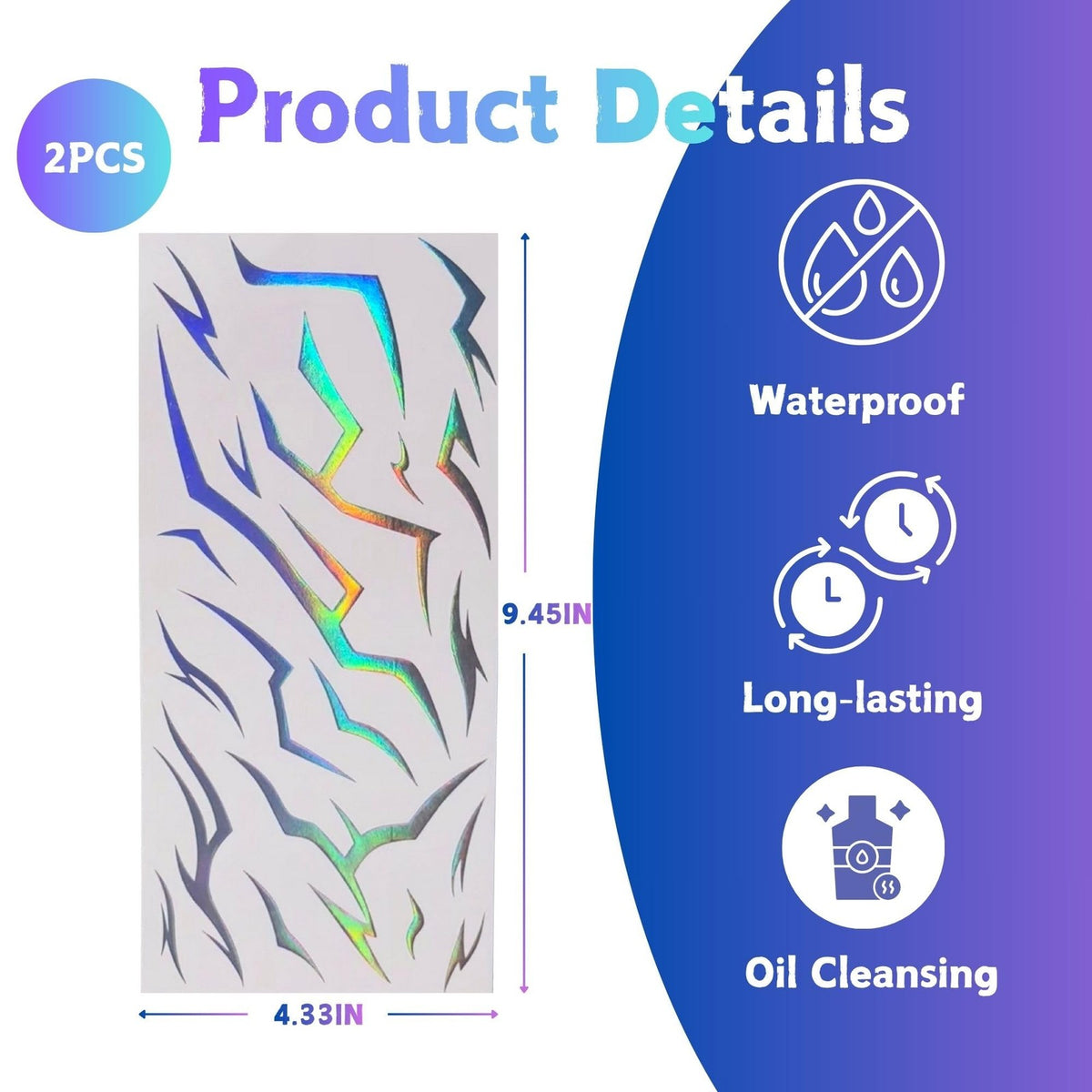 Iridescent Demon Mark Temporary Tattoos – 50 Count K-Style Fashion Drag Look