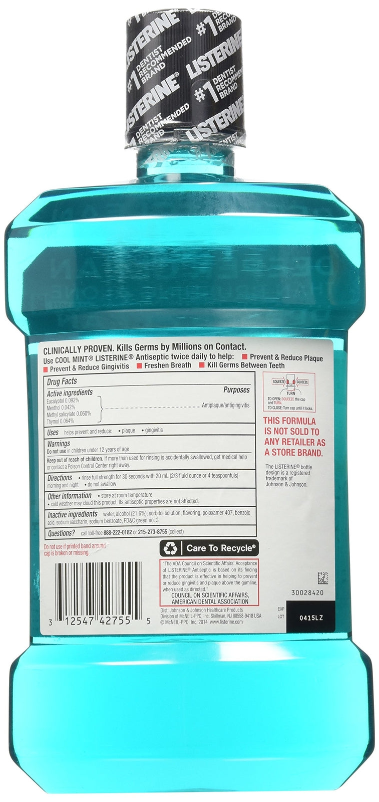 Antiseptic Cool Mint Mouthwash - 3 L Total, Pack of 2