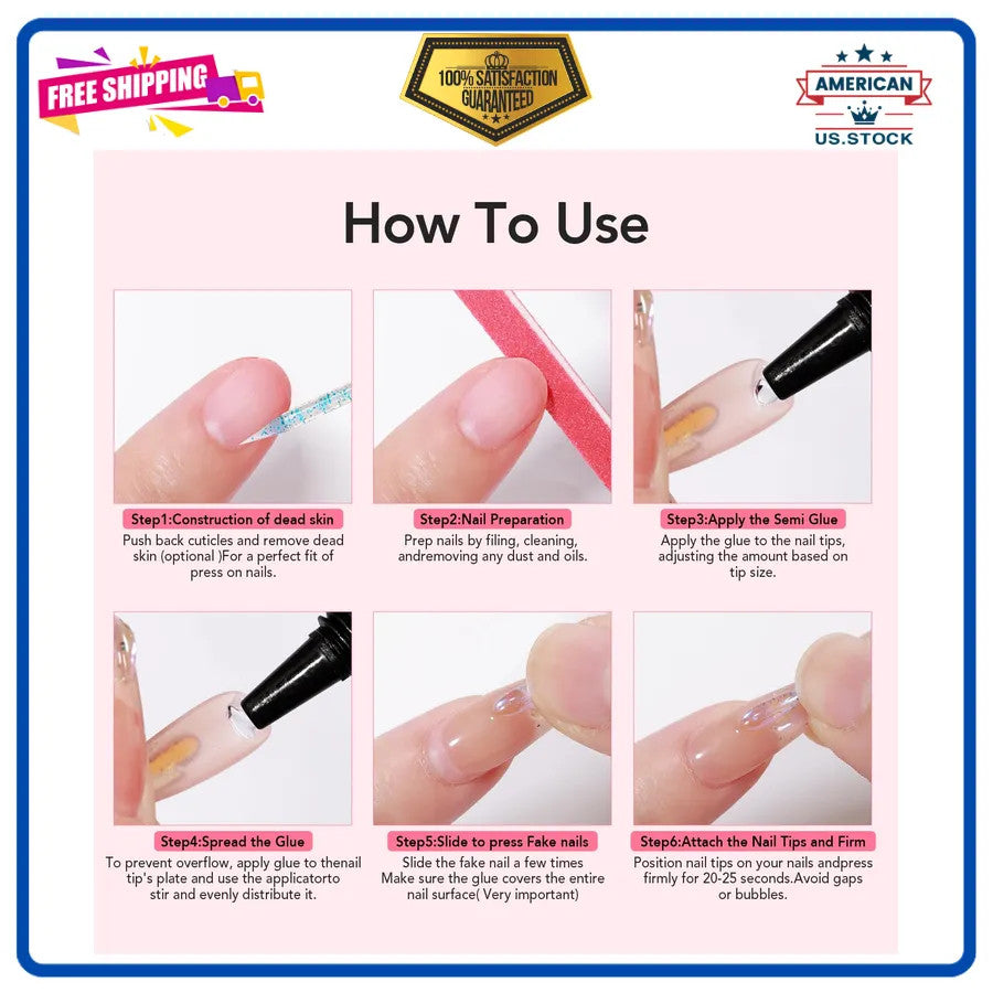 Semi Solid Nail Glue for Press-Ons - Fast Drying, Long-Lasting 10g + Remover