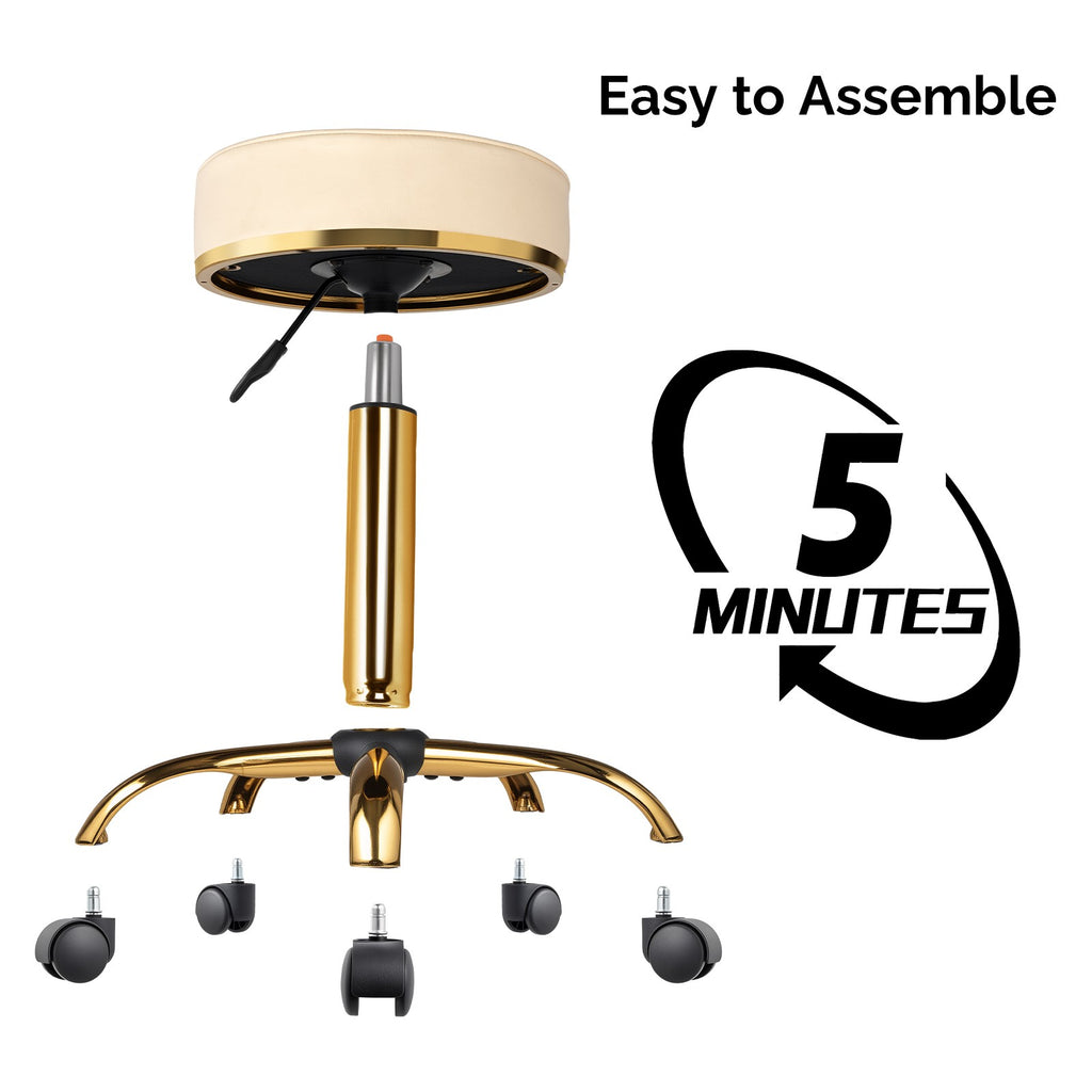 Swivel Salon Stool with Wheels - Adjustable Massage & Vanity Chair