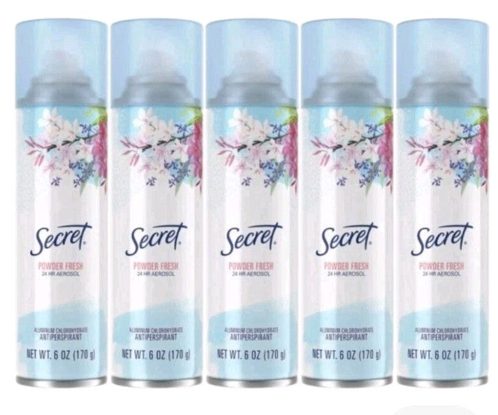 5 Pack Powder Fresh Aerosol Deodorant Spray - 6oz Antiperspirant for Men & Women
