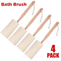 4Pcs Wooden Loofah Back Scrubber Bath Brush Exfoliating Long Handle