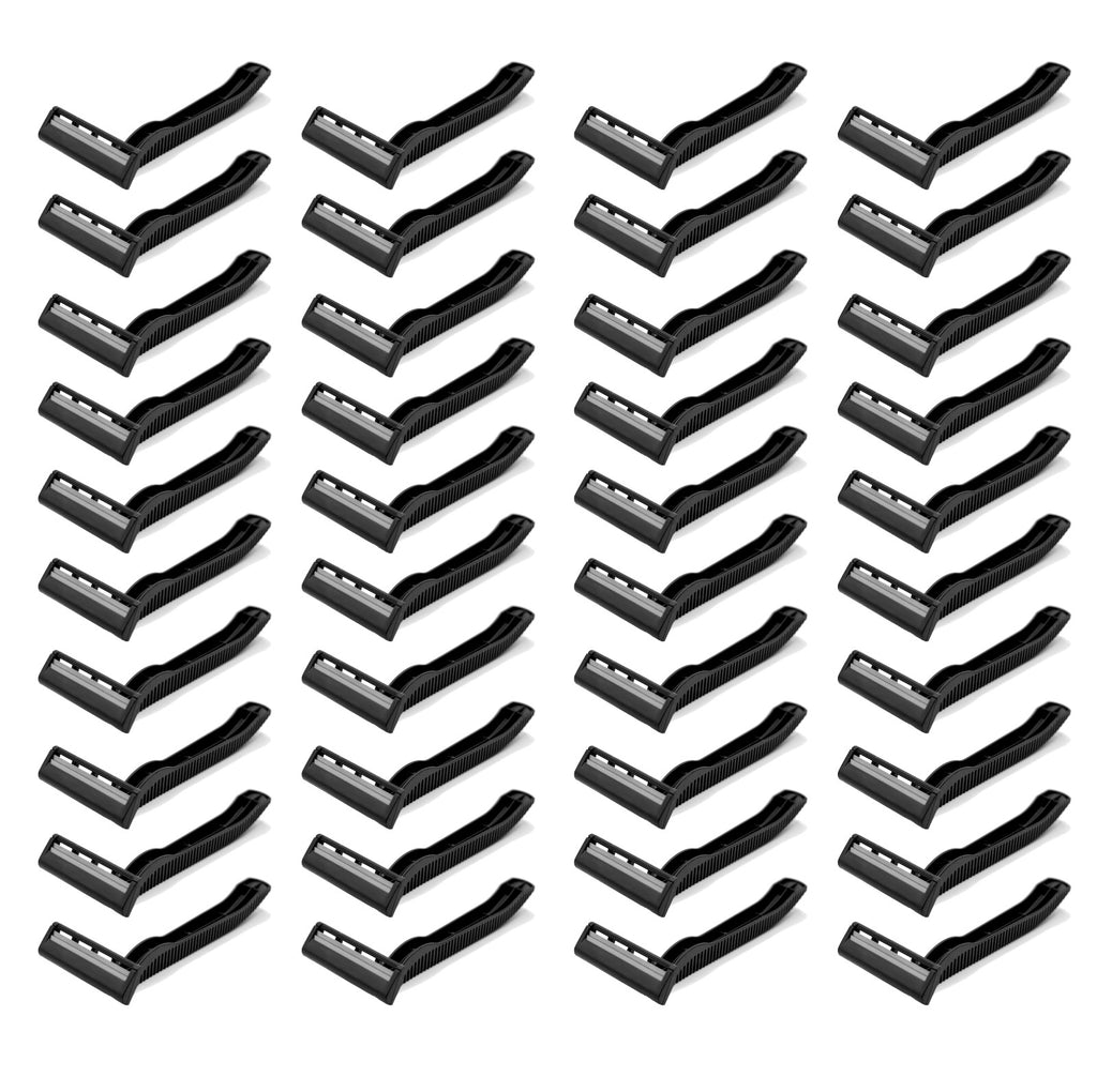 Bulk Pack 40 Disposable Razors - Black & Pink Twin Blade Shavers