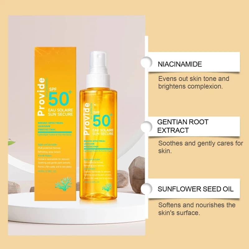 SPF 50+ Moisturizing Sunscreen Spray Mist for Face and Body - Lightweight & Water-Resistant