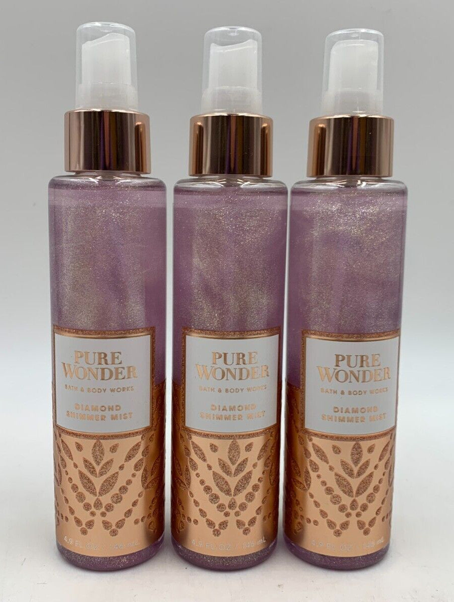 Bath & Body Works Pure Wonder Diamond Shimmer Mist Full Size 4.9 fl oz Set of 3