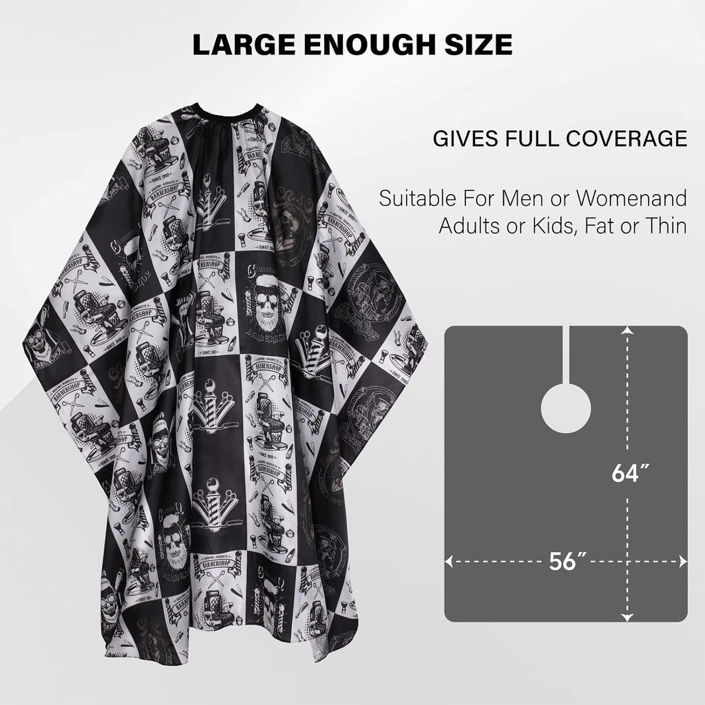 Waterproof Barber Cape with Adjustable Snap Closure 64x56 Inches for Haircut & Styling