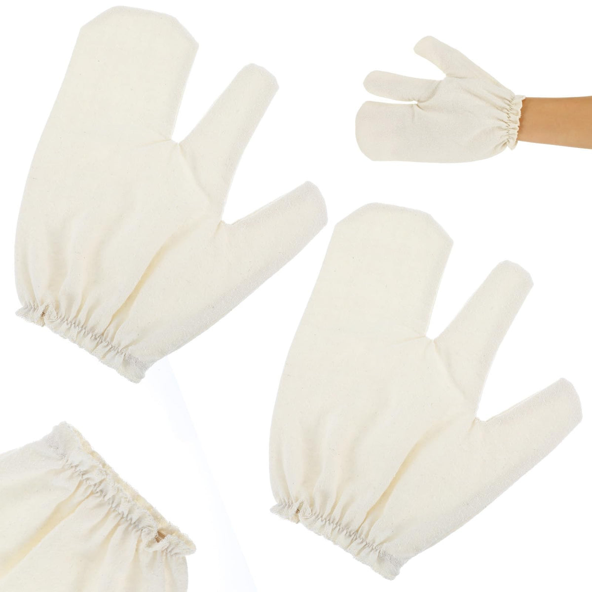 Raw Silk Exfoliating Gloves for Skin Massage - 2 Pack, Ayurvedic Self-Care
