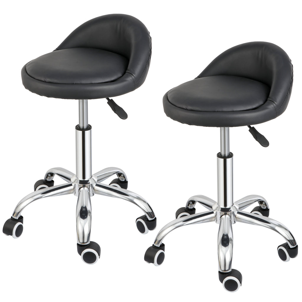 Adjustable Hydraulic Salon Stool with Backrest and 5 Caster Wheels