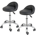 Adjustable Hydraulic Salon Stool with Backrest and 5 Caster Wheels