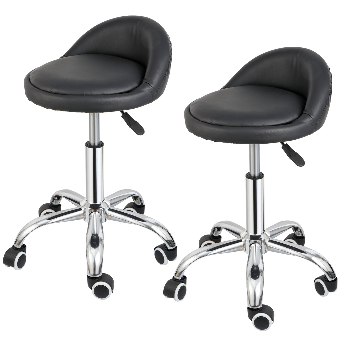 Adjustable Hydraulic Salon Stool with Backrest and 5 Caster Wheels