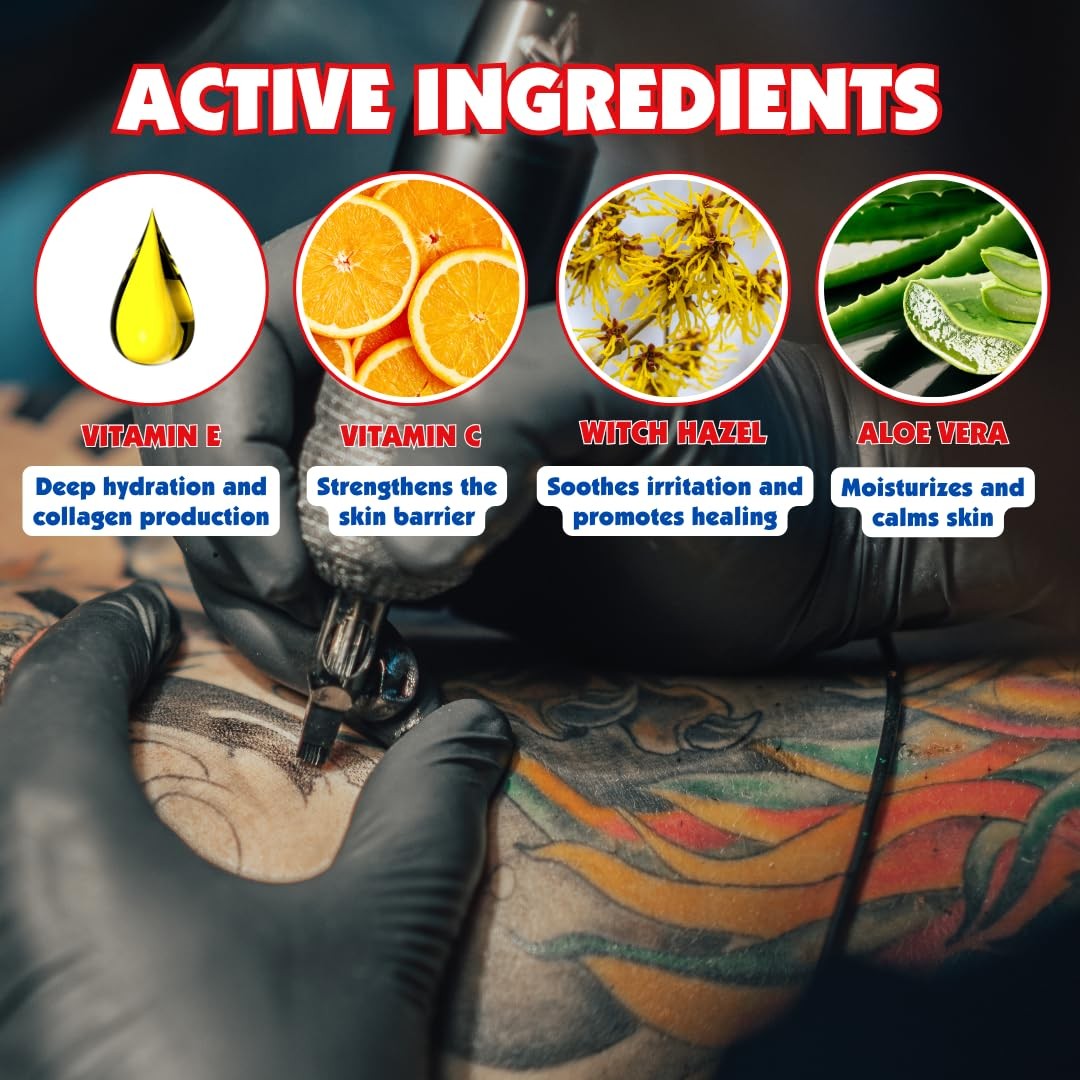Tattoo Aftercare Gel with Aloe & Vitamin E – Non-Greasy, Fast-Absorbing Moisturizer (3 oz)