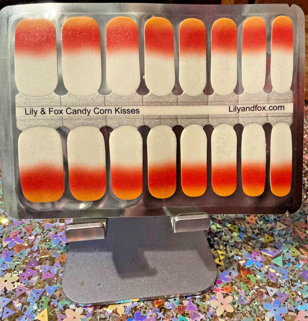 Halloween Nail Polish Strips 16 Pack Candy Corn Kisses - Nail Art Wraps