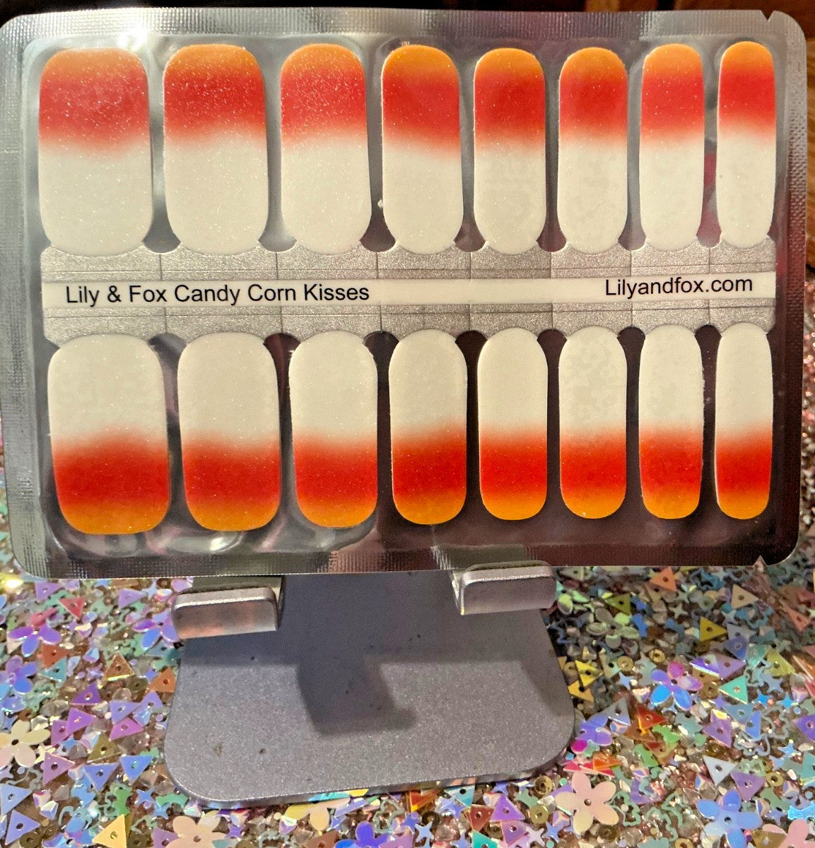 Halloween Nail Polish Strips 16 Pack Candy Corn Kisses - Nail Art Wraps