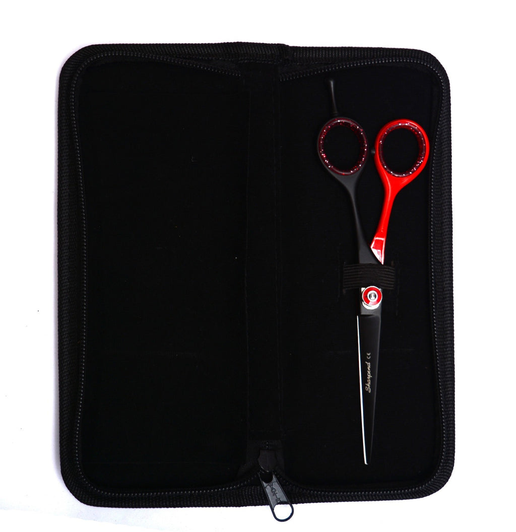 Professional Hair Cutting Scissors Barber Shears Black and Red 6 Inch