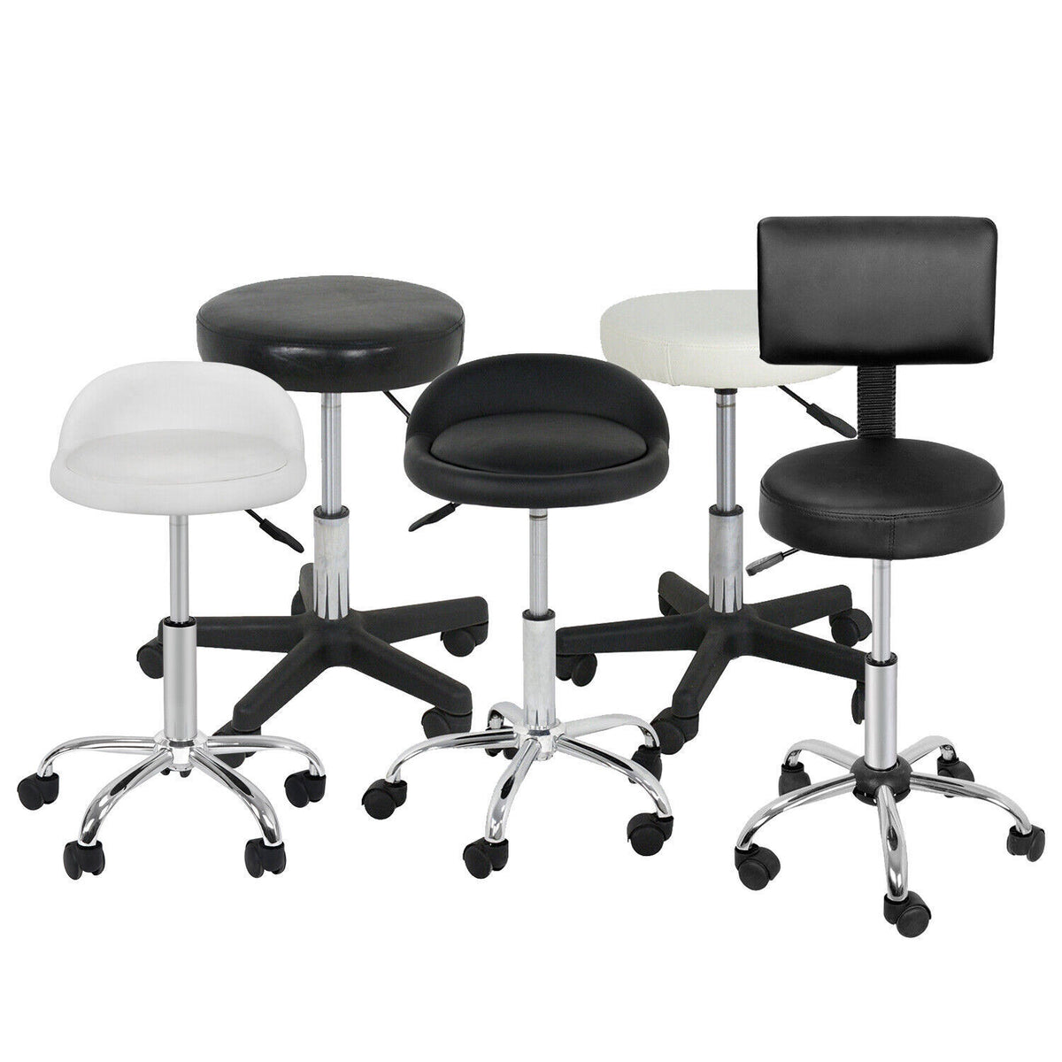 Adjustable Hydraulic Spa Stool - Rolling Salon Massage Chair Black or White