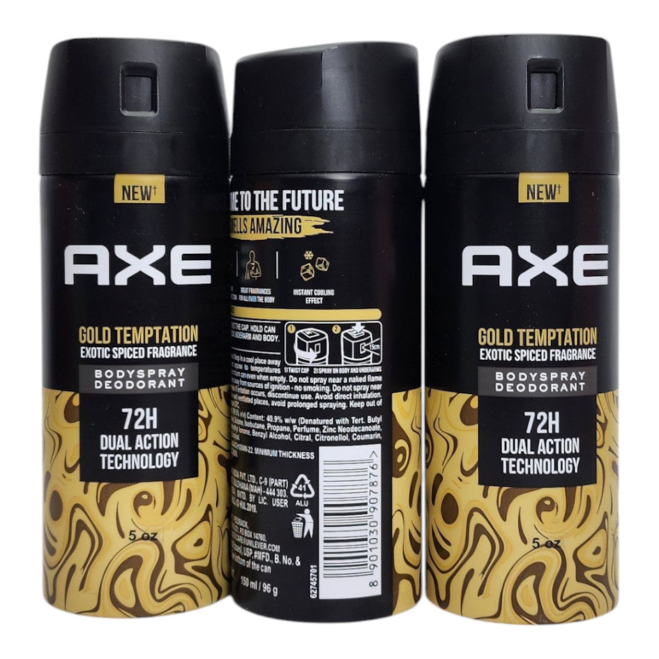 Men's Deodorant Body Spray 3 Pack - Axe Gold Temptation 150ml