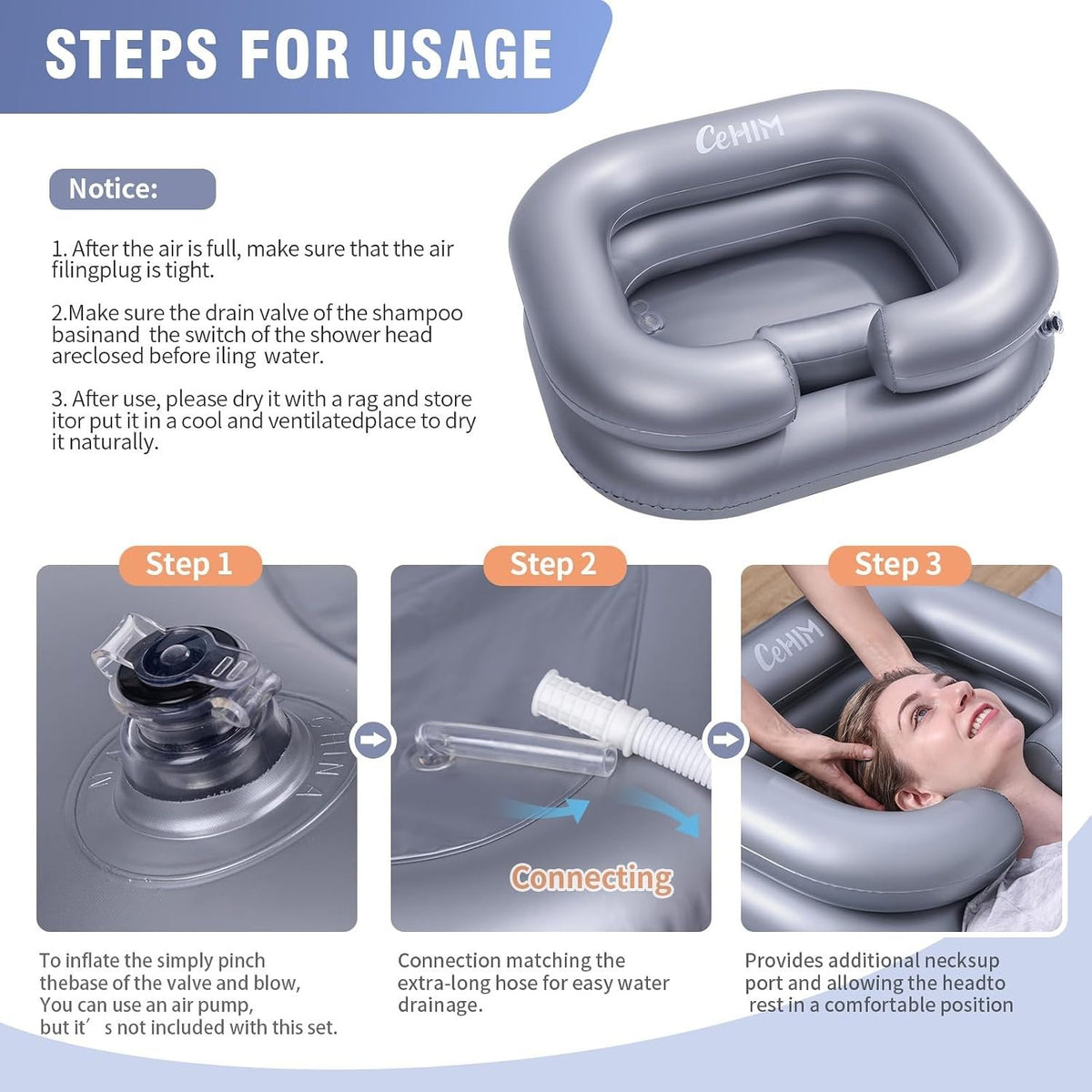Inflatable Hair Washing Basin for Comfortable Home Hair Care