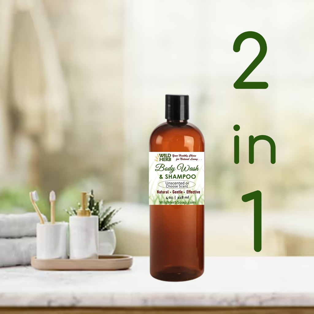 Natural Organic Liquid Body Wash & Shampoo 8 oz - Choose Scent