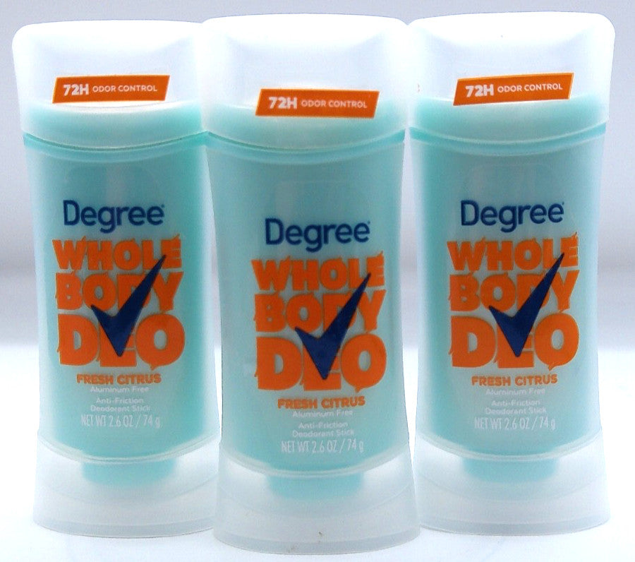 Degree Whole Body Deodorant Fresh Citrus 2.6 Oz Pack of 3 - No Expiry