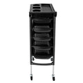 Salon Trolley Cart with 5 Drawers & Side Trays - Mobile Hair Styling Storage