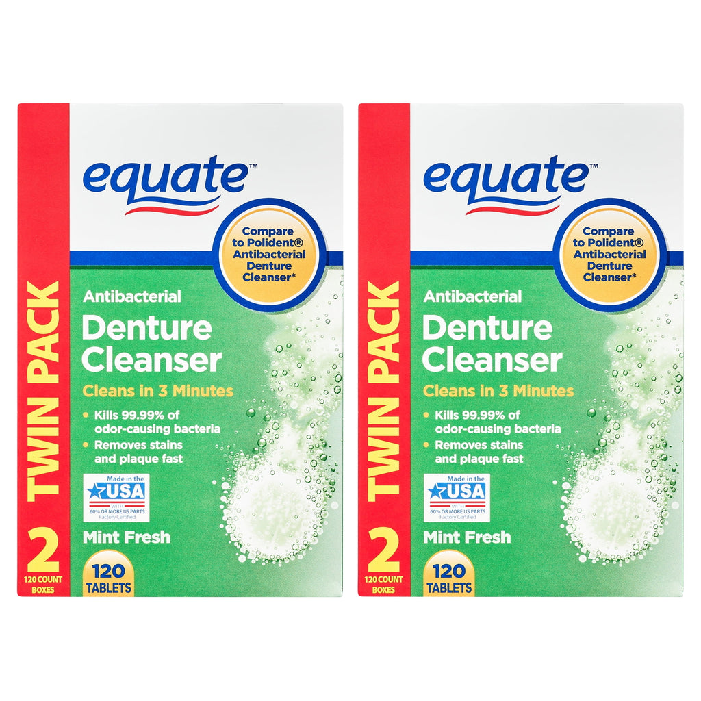 Denture Cleanser Tablets Twin Pack - Antibacterial Whitening & Odor Removal