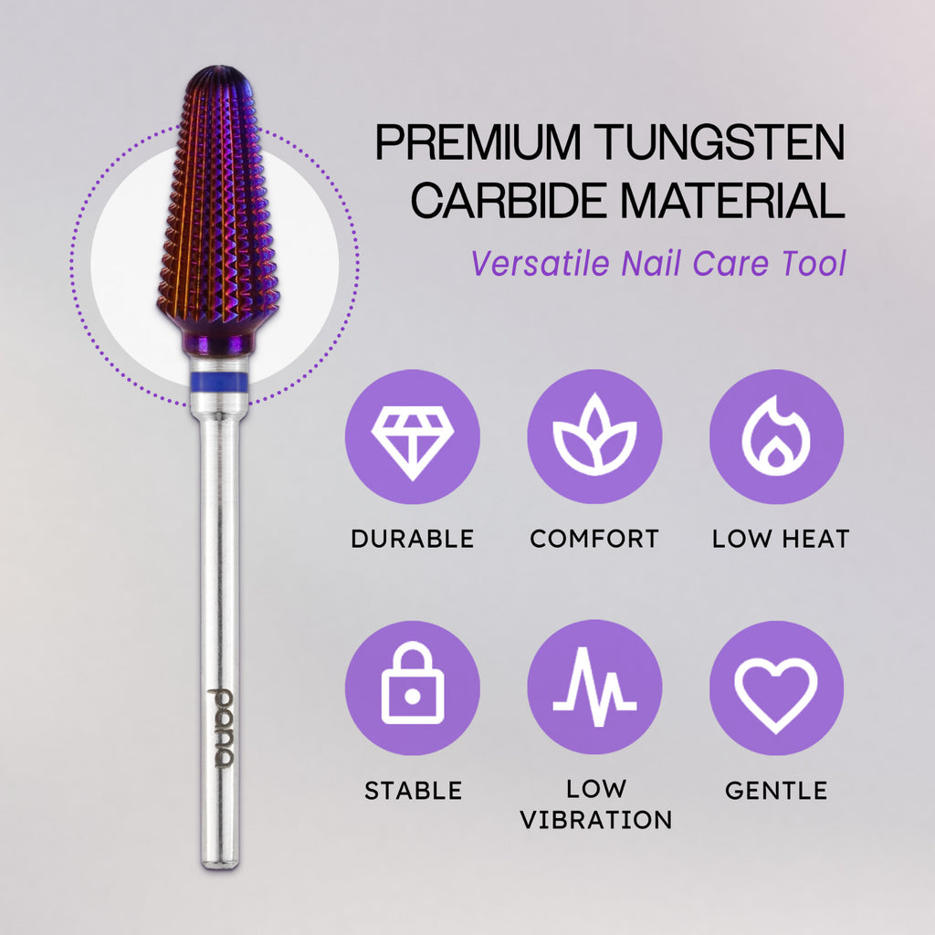 Nail Drill Bit Tornado Shaped Carbide 3/32 Inch Purple Fine to Extra Coarse