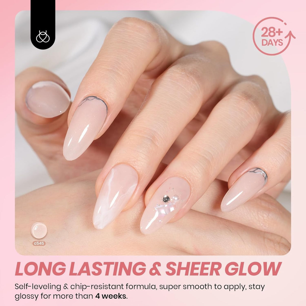 Gel Nail Polish Set - 6 Sheer Milky Pink Nude Jelly Colors for Long-Lasting Manicure