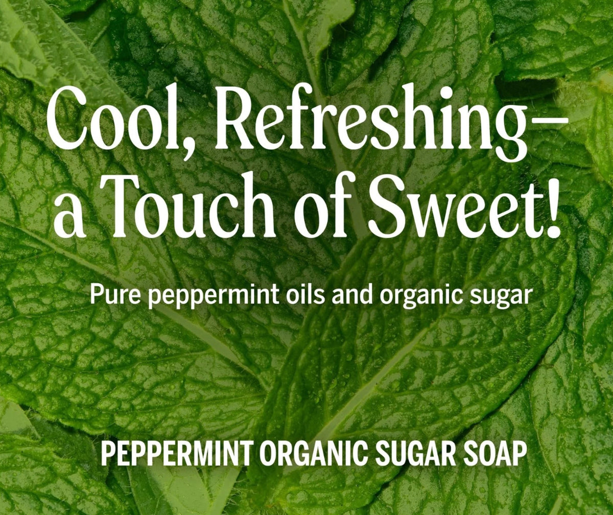 Organic Sugar Soap with Peppermint - 4-in-1 Hand, Face, Body & Hair Wash