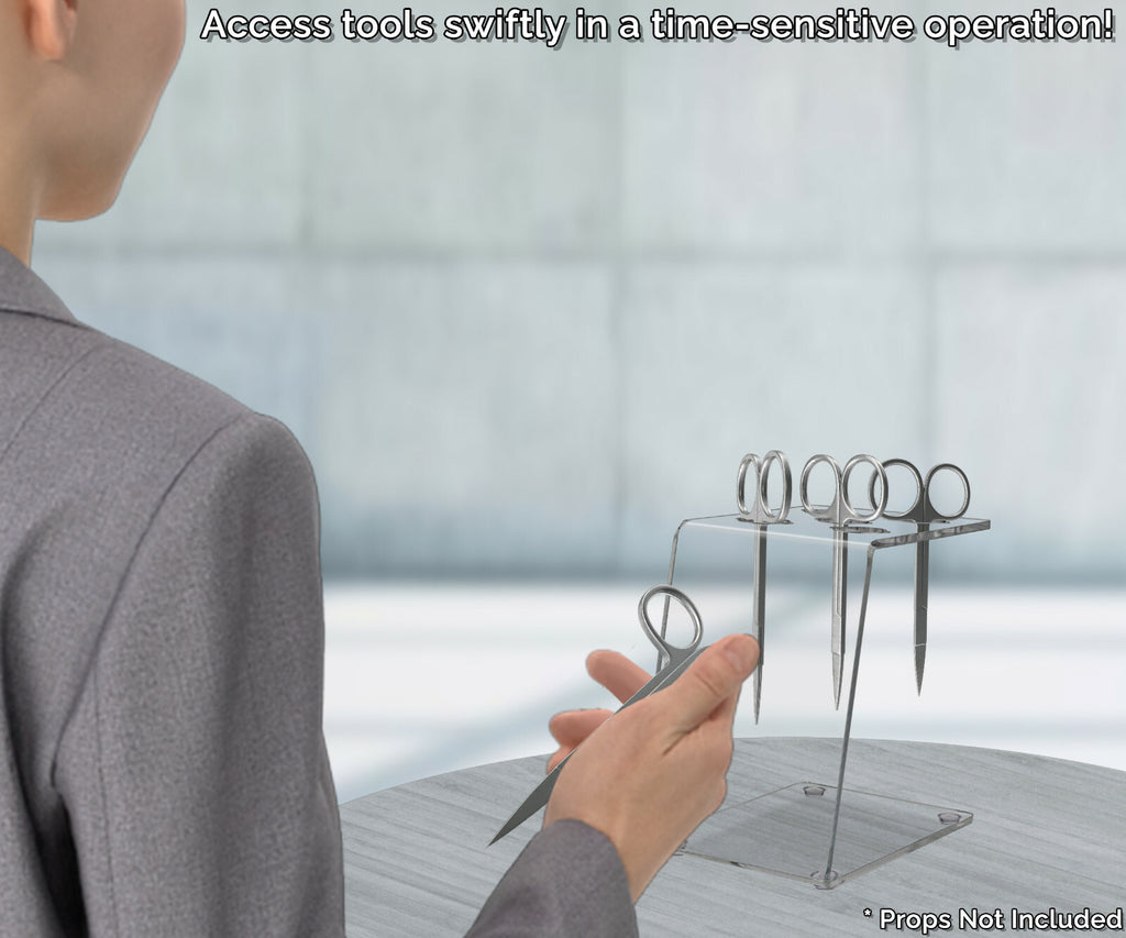 Acrylic Scissor Display Organizer Holds 5 Pairs for Salons & Barbers