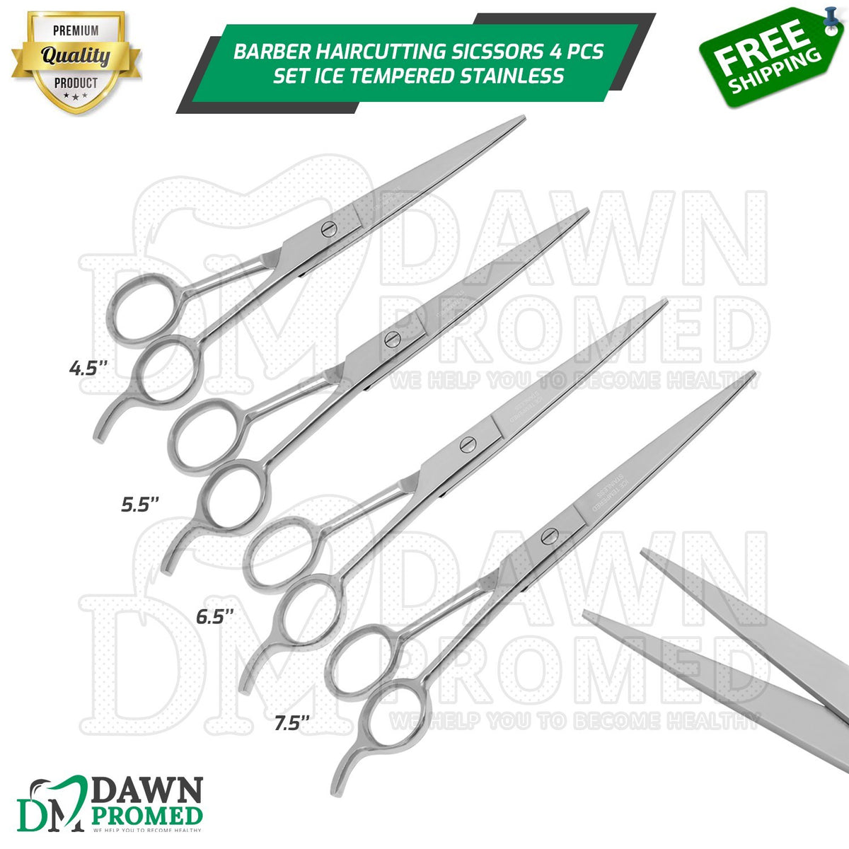 Professional Hair Cutting Scissors Set 4 Pcs 4.5-7.5 Inch Salon Barber Shears