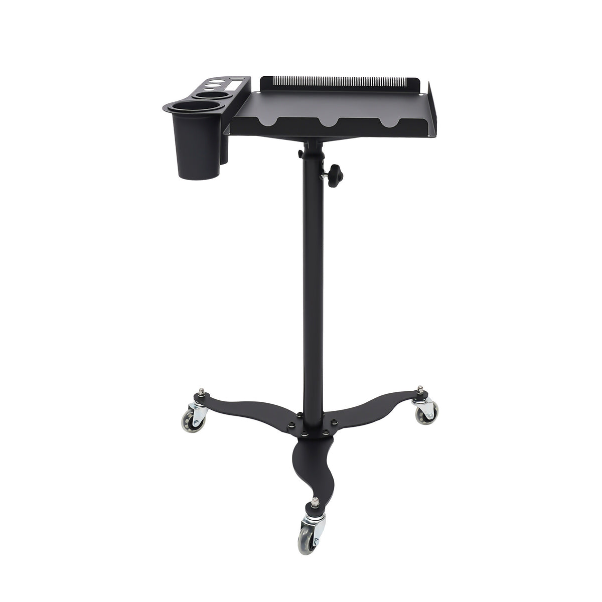 Mobile Salon Hairdressing Cart with 2 Bowls & Rolling Service Tray, Stainless Steel