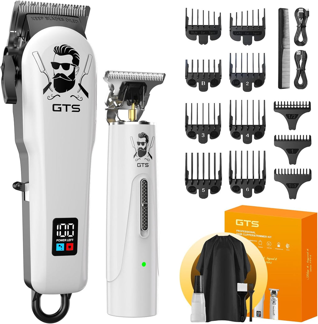 Men's Hair Clippers and Trimmer Set - Professional Cordless Grooming Kit