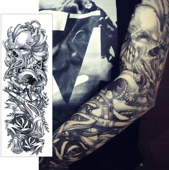 Large Temporary Body Art Arm Tattoo Sleeve 5Pcs Waterproof, 48x17 cm