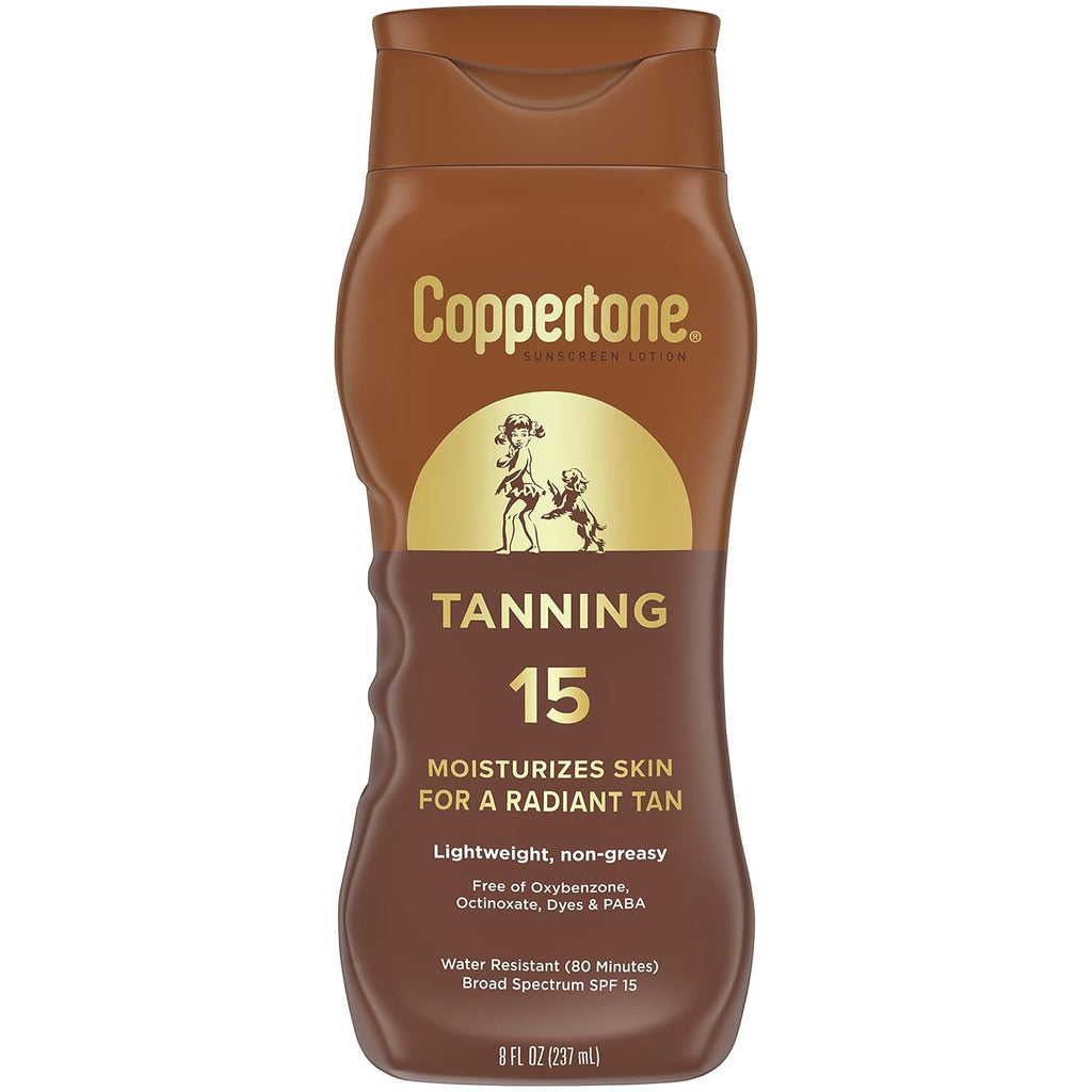 Water-Resistant SPF 15 Tanning Sunscreen Lotion for Body, Moisturizing & Broad Spectrum