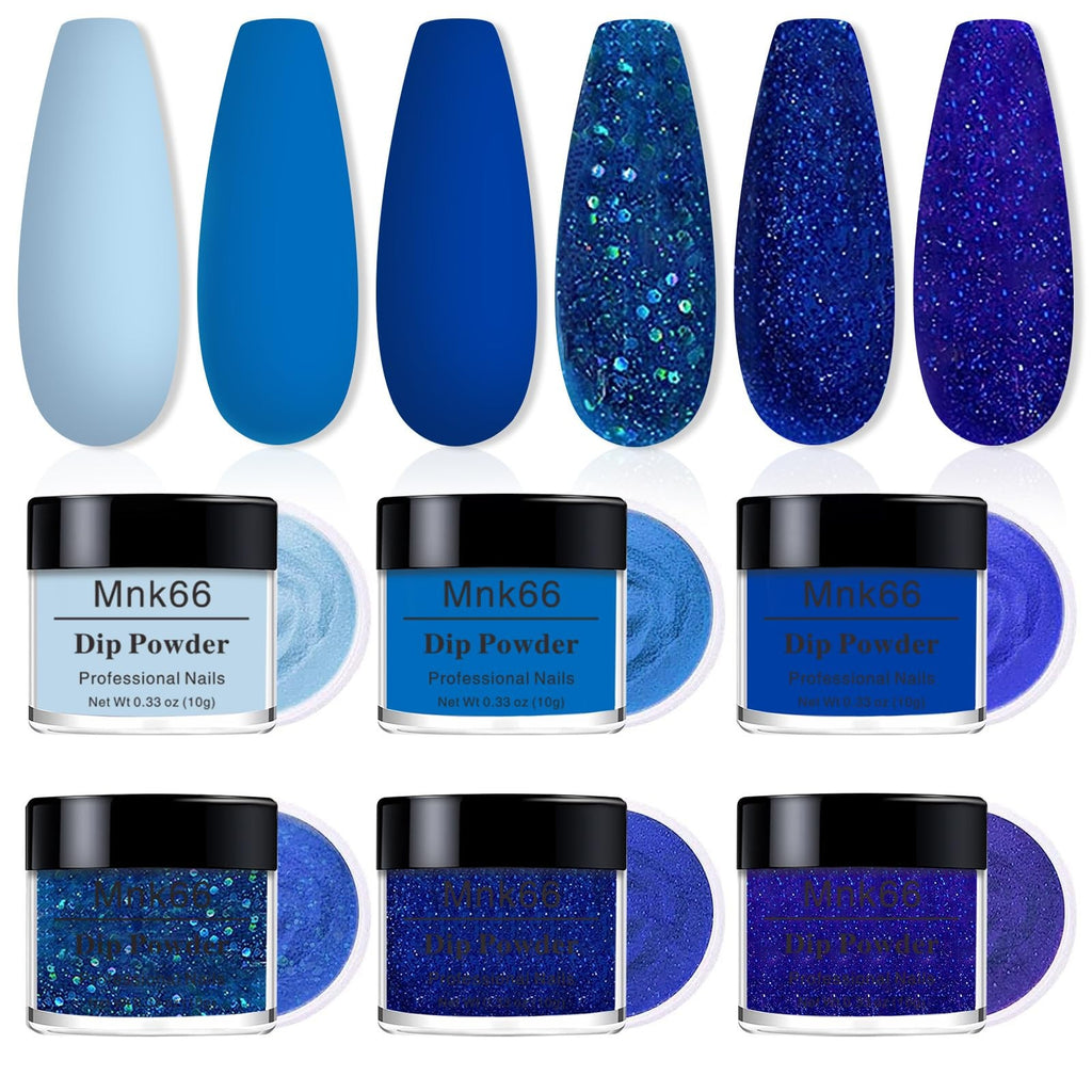6 Colors Dip Powder Set for Nails - Glitter Glossy Nail Polish Alternative