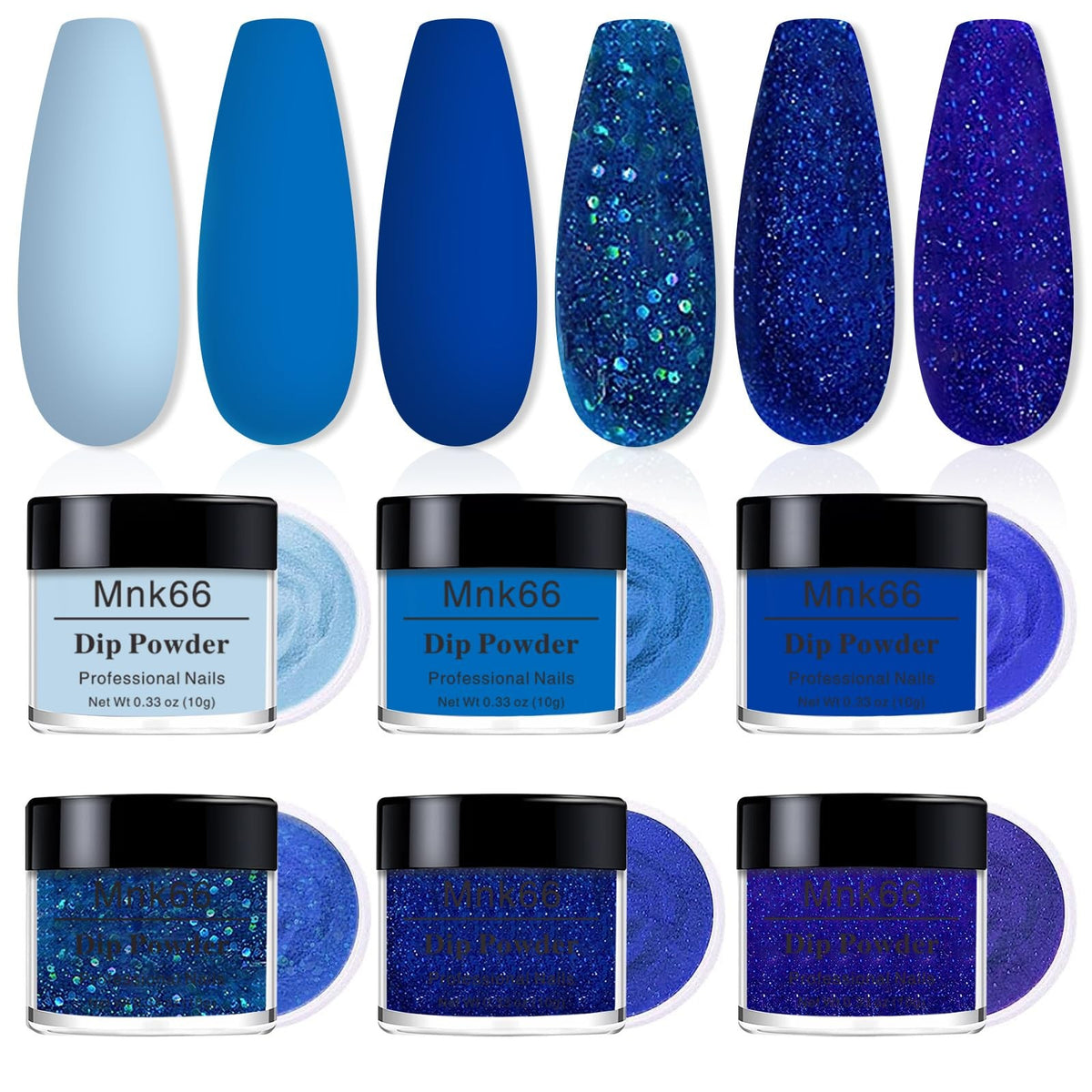 6 Colors Dip Powder Set for Nails - Glitter Glossy Nail Polish Alternative