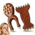 Wood Lymphatic Drainage Massager Set for Face & Body - Sandalwood & Brass