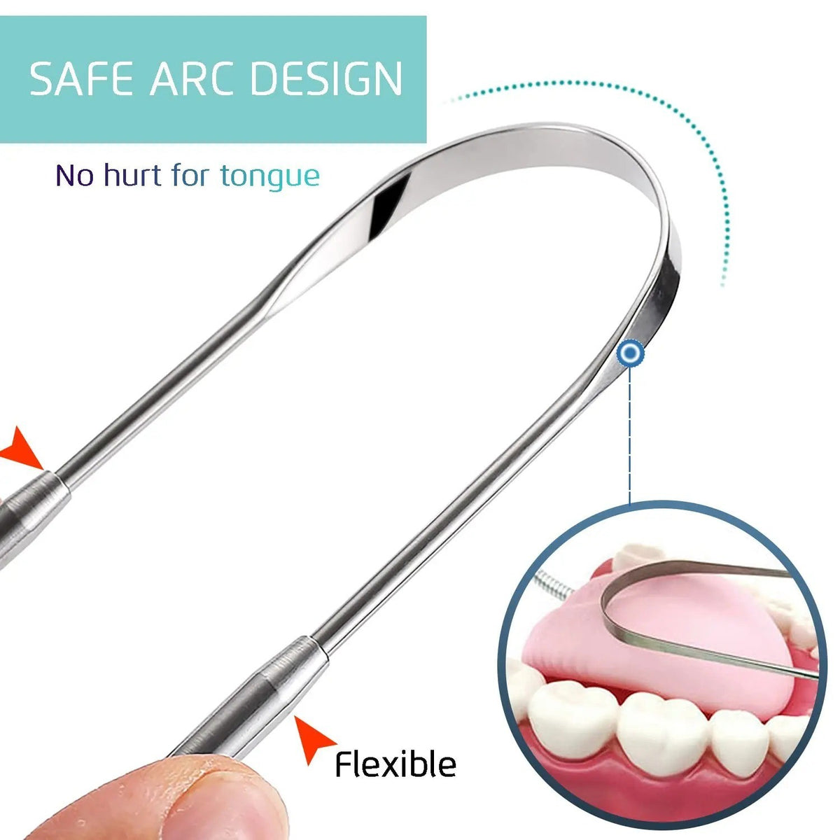 Stainless Steel Tongue Scraper Cleaner Oral Hygiene Brush Set - 3 Pack
