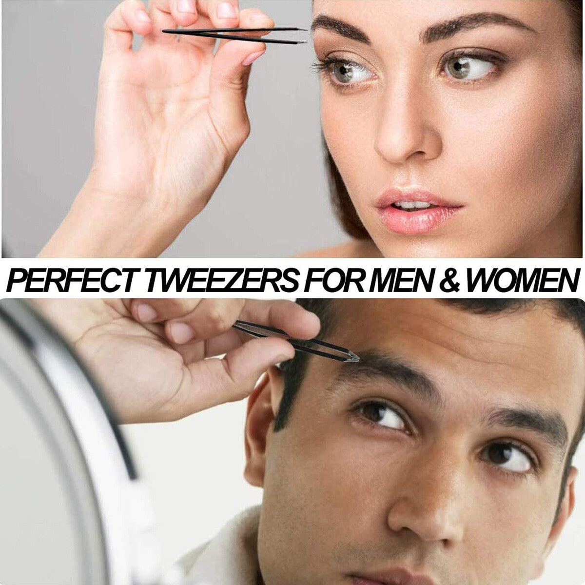Professional Tweezers Set 4-Piece Stainless Steel Eyebrow Pluckers with Case