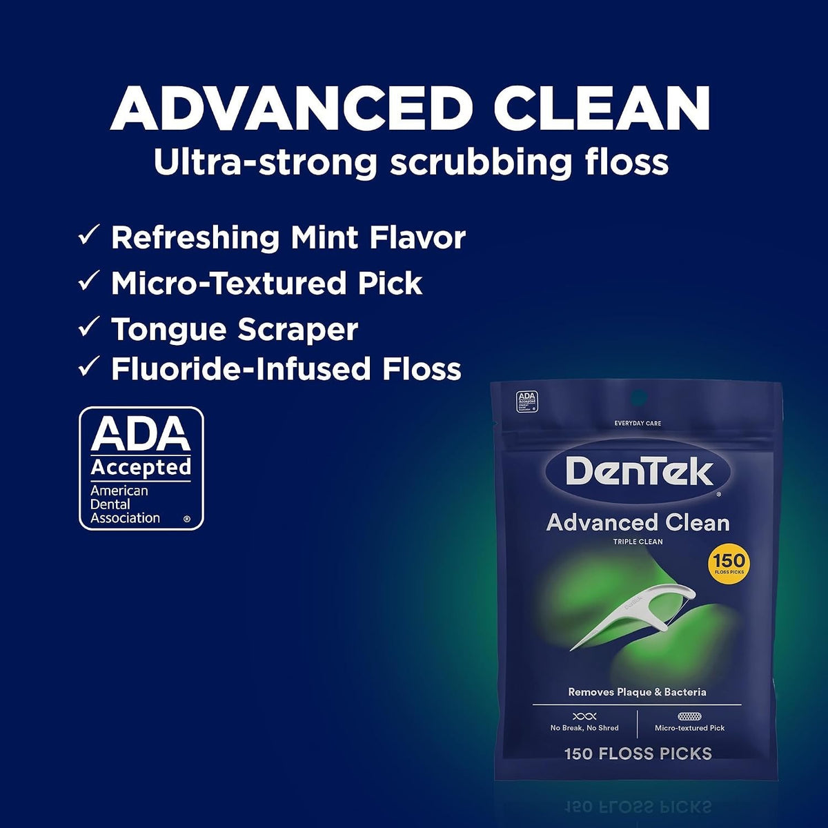 Strong Mint Flavored Dental Floss Picks - 150 Count, Shred-Resistant Oral Care