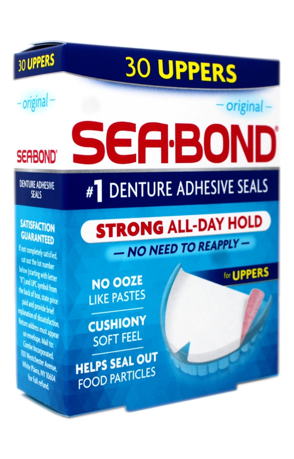 Sea-Bond Denture Adhesive Seals Uppers - 30 Count, Strong All-Day Hold