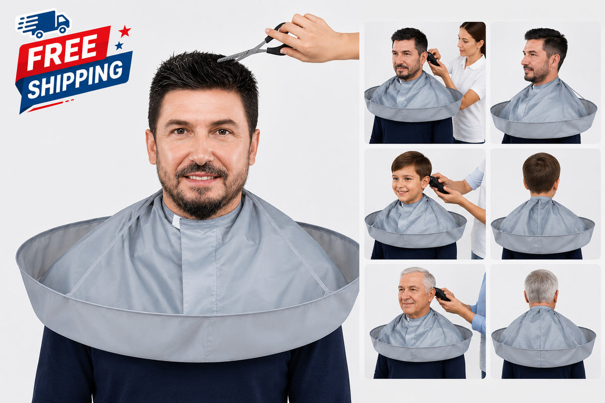Adult Hair Cutting Cloak Umbrella Catcher - Salon Barber Cape with Adjustable Fit
