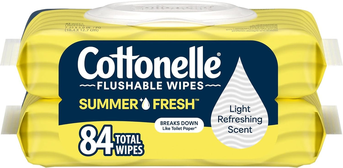 Summer Fresh Scented Flushable Wipes - 2 Packs, 42 Wipes Each