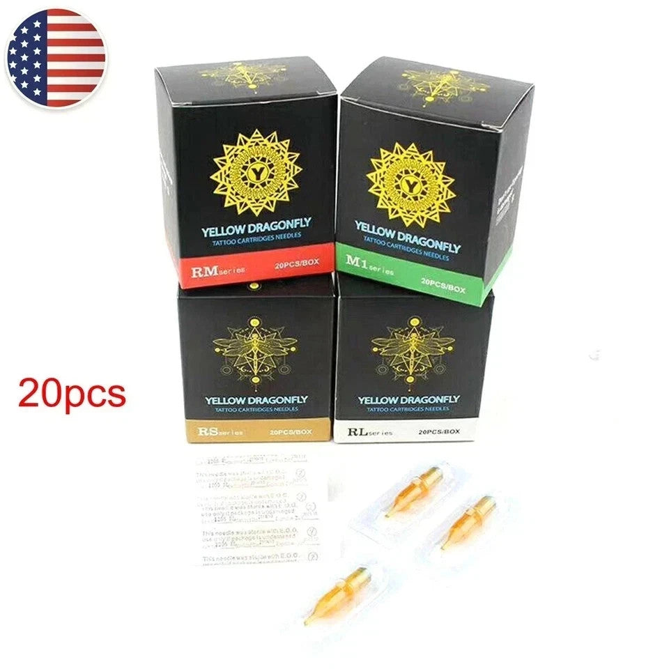 Tattoo Needle Cartridges Set 20pcs Round Liner Shader RM RL RS M1 Compatible with Most Machines