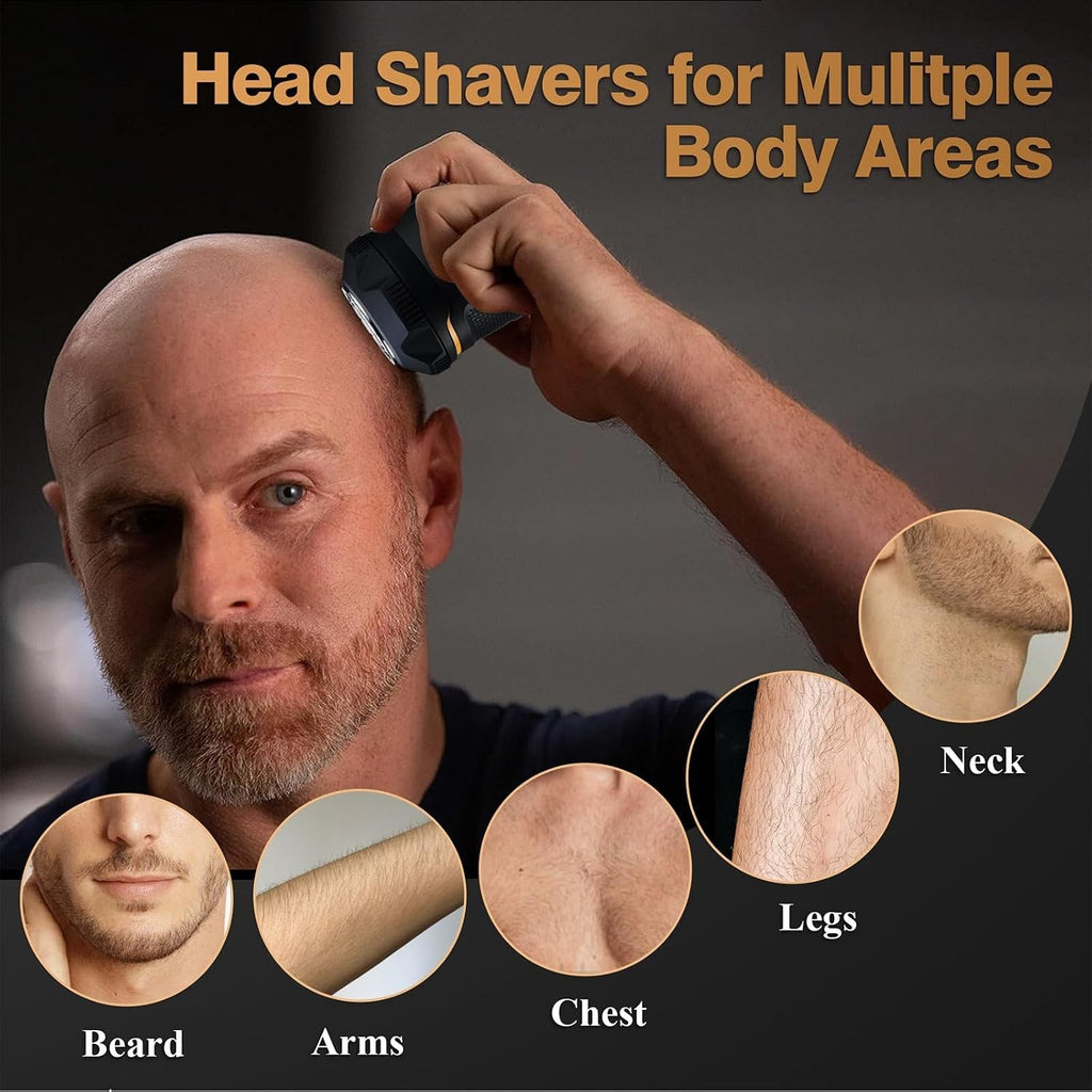 Cordless Electric Bald Head Shaver - Wet Dry Skull Razor with Detachable Head