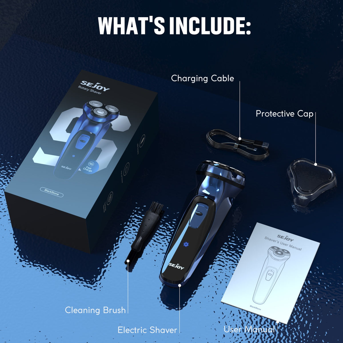 Men's 3D Rotary Electric Shaver with Pop-up Trimmer, Fast Charging