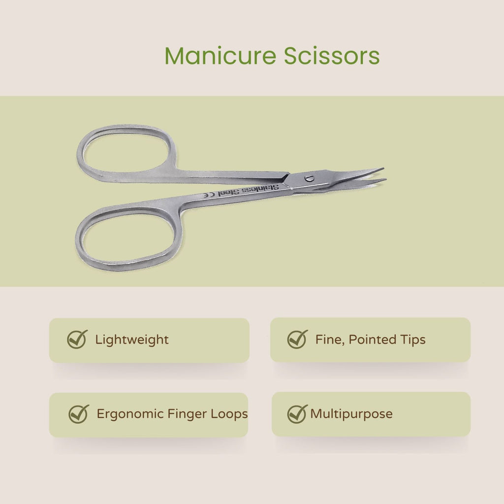 Professional Nail & Cuticle Scissors Set of Three - Manicure Grooming Tools