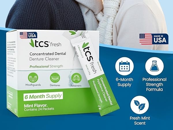Dental Appliance Cleaner Concentrate - 6-Month Mint Supply for Mouthguards and Dentures